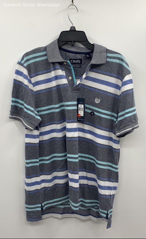 Chaps Blue Stripes Polo Shirt - Size M