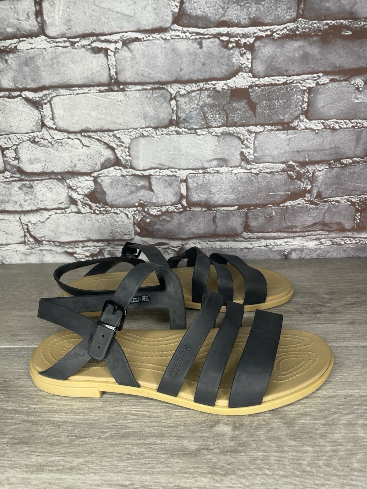 Crocs Tulum Black Rubber Flats Strappy Ankle Strap Sandals Women Sz 11M US/42EU image 10