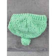Handmade Crochet Adult Hat Mint Green Pom Pom