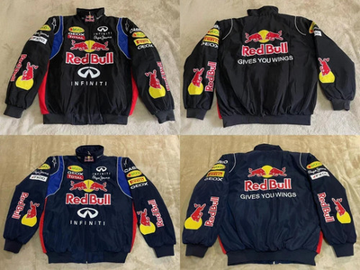 #ad #ad Adult F1 Vintage Racing Jacket Ebroidered Cotton Padded Red Bull Jacket $59.99