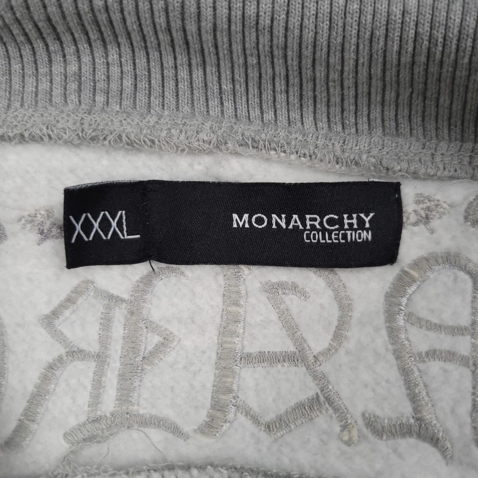 Chaqueta Monarchy Hombre 3XL Gris Bordada Cuentas Cremallera Completa Con Capucha Rock Rebelde Gótico Foto 4 de 4