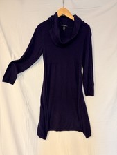 Sweater Dress Womens Medium Purple Knit Long Sleeve Cowl Neck Pullover-sz 1x