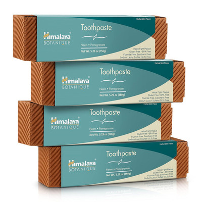 Botanique Neem & Pomegranate Toothpaste, Fluoride Free, Mint Flavor, 4 Pack