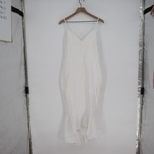 Lulus Stun Like Me Bodycon Midi Dress Womens Medium White Stretch Trumpet Hem