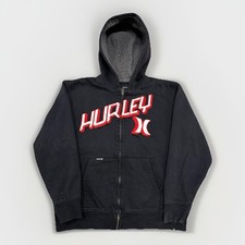 Hurley Hoodie Mens Small Y2K Sherpa Fleece Lined Full Zip Skater Grunge
