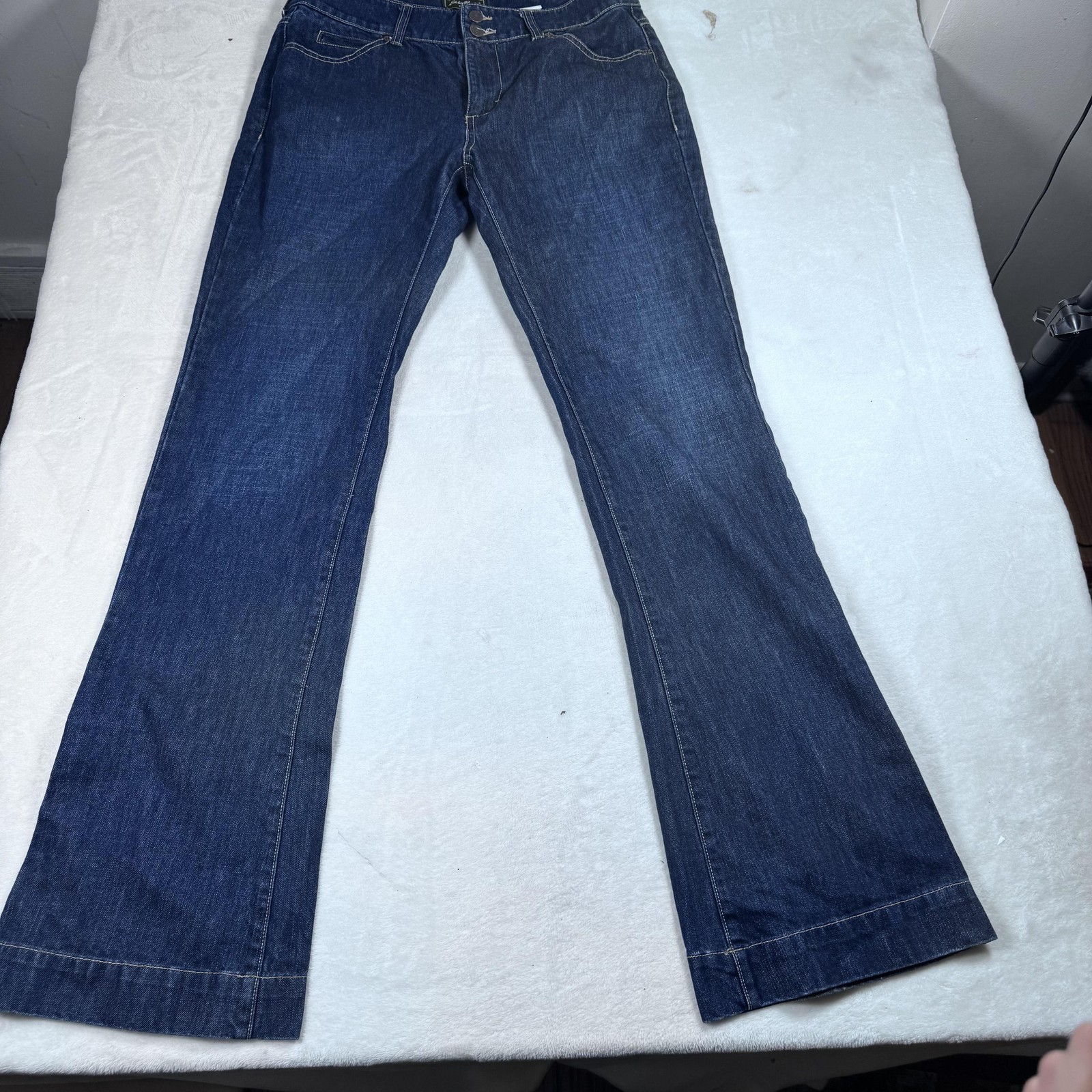 Eddie Bauer Jeans Womens Blue Denim Bootcut Flap Pocket 100% Cotton Mid Rise