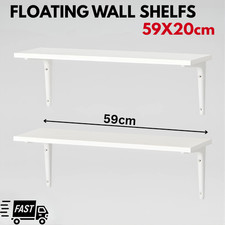 White Floating Shelves Set of 2 Wall Mounted Shelfs 59cm Storage Display Unit UK
