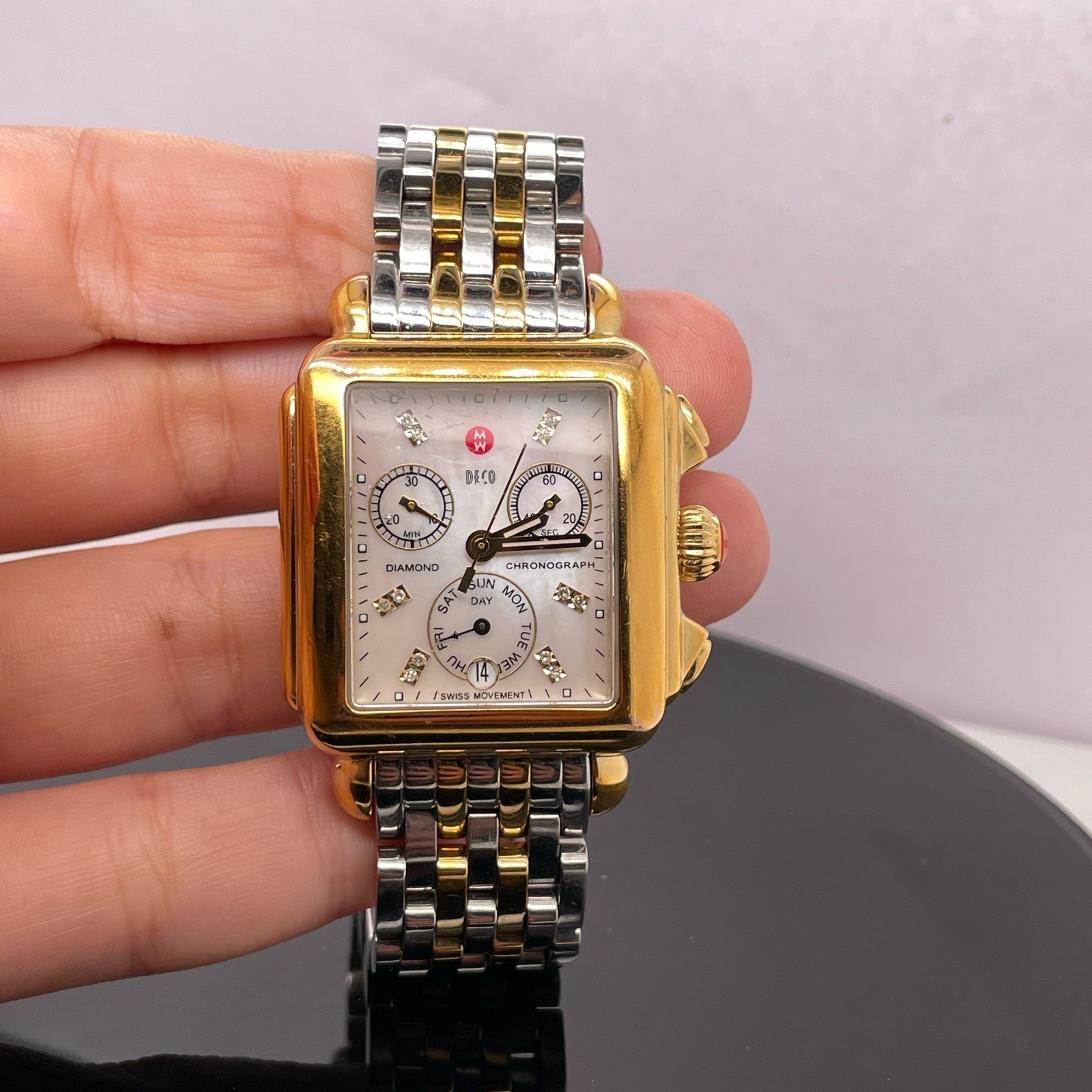 Michele Deco 36mm Rectangular Chronograph Quartz … - image 12