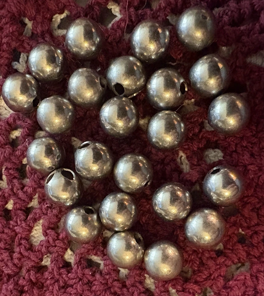 VINTAGE Tiny SILVER Metal BALL BUTTONS - X-102 - Image 2 of 3