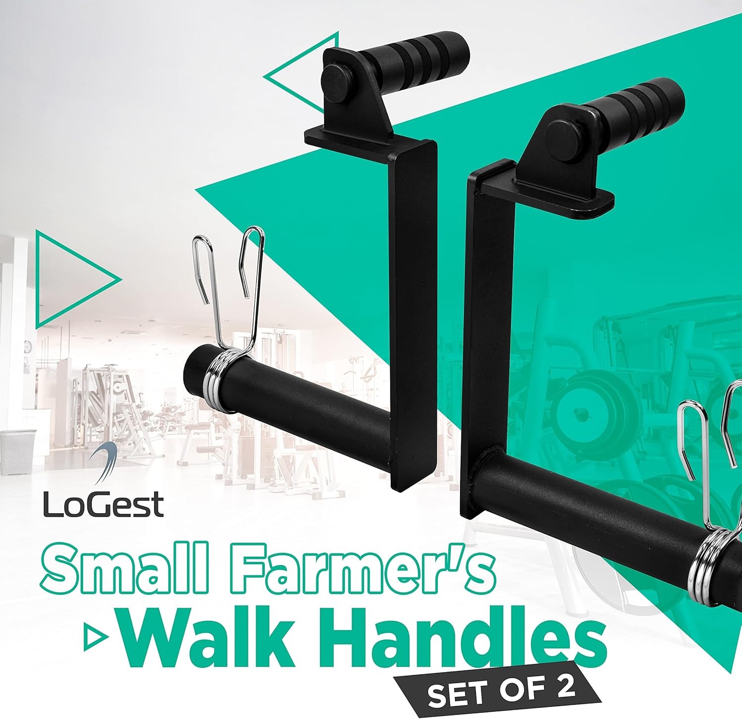 LoGest Farmer Walk Handles - Set of 2 Farmers Carry Handles with Clip Collars...