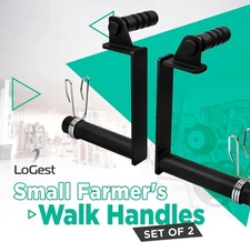 LoGest Farmer Walk Handles - Set of 2 Farmers Carry Handles with Clip Collars...