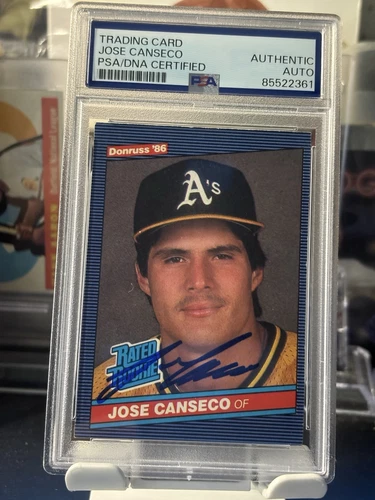 1986 Donruss - Rated Rookie Jose Canseco AUTOGRAPH Oakland A's Great Iconic Card
