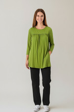 Attitudes by Renee Womens Tunic Size M Cactus Green 3/4 Sleeve Flounce Casual