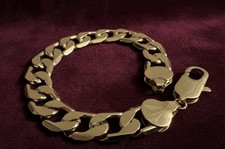 23cm Cuban Links Men’s Heavy Yellow Gold Plated Bangle Curb L= 9” Bracelet Uk