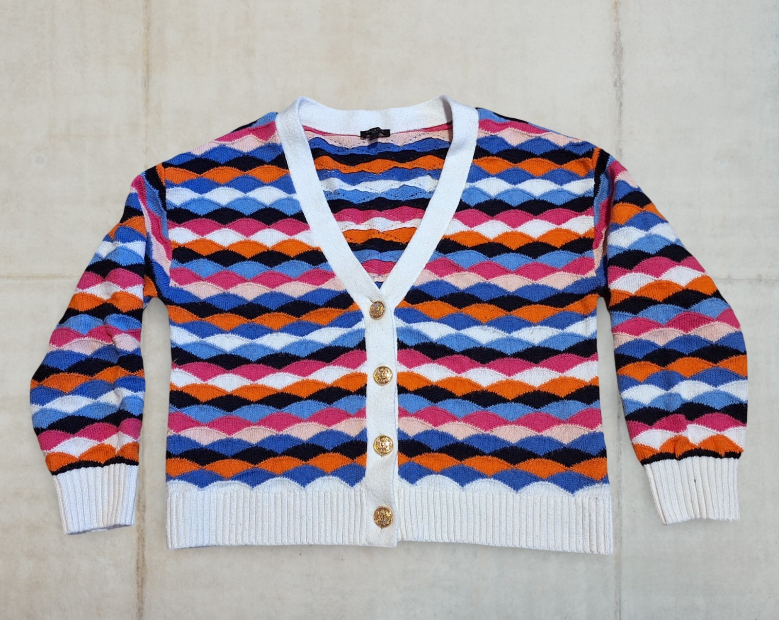 'Talbots' multi-colored wave pattern button-down … - image 3