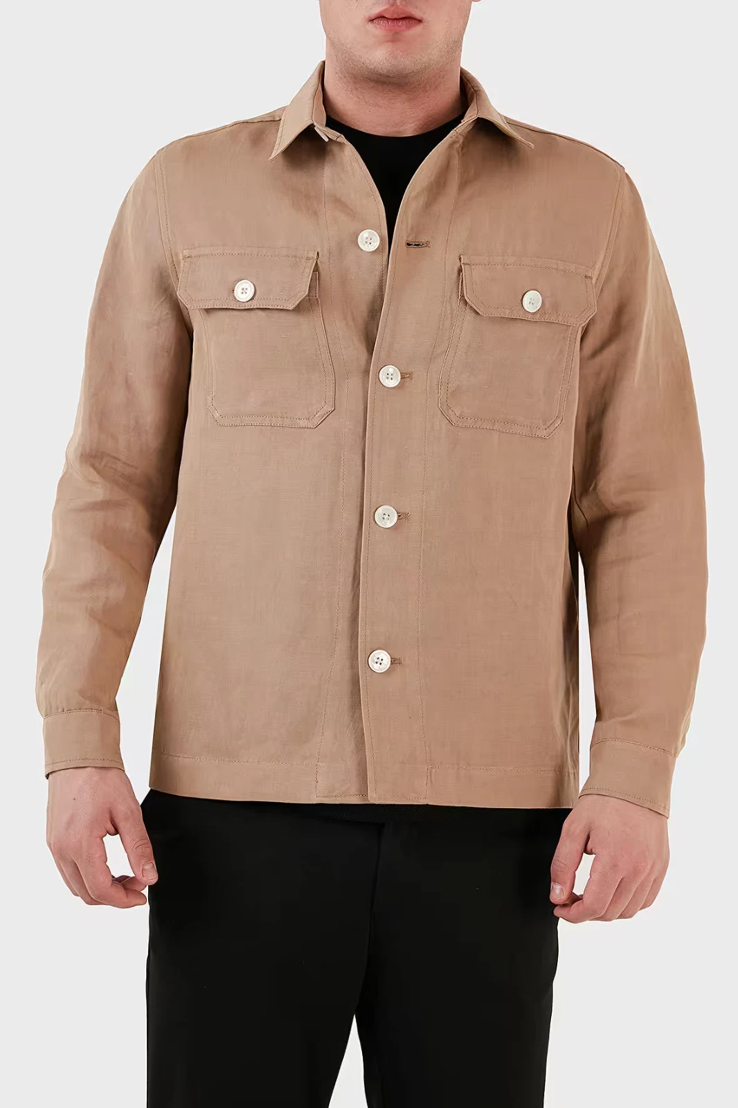 $565 BOSS C-Carper Men's Beige Lyocell Linen Relaxed Fit Windbreaker Jacket 32R