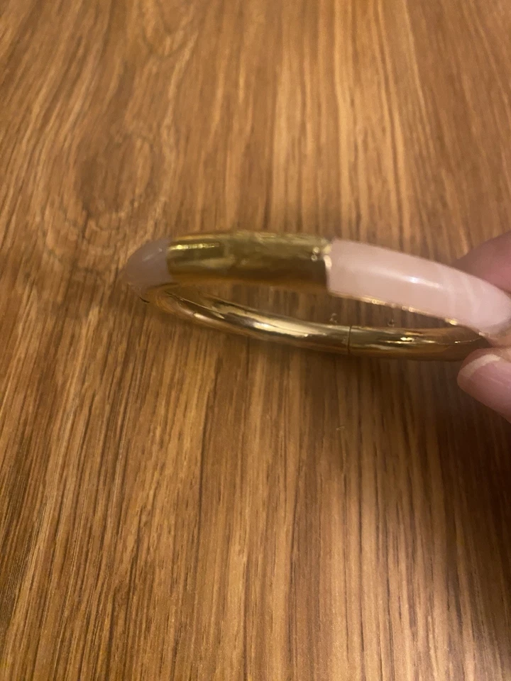 Pink Quartz-10k Gold Plate Bracelet-Unmarked But Acid-Tested 10k-Slight Magnetic - Image 2 of 3
