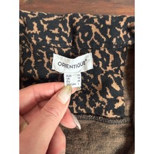 ORIENTIQUE Womens Cardigan Button Front Leopard Print Long Sleeve Size L