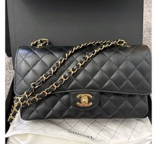 2024 - CHANEL Classic Double Flap GHW Medium Black Caviar Leather Shoulder Bag