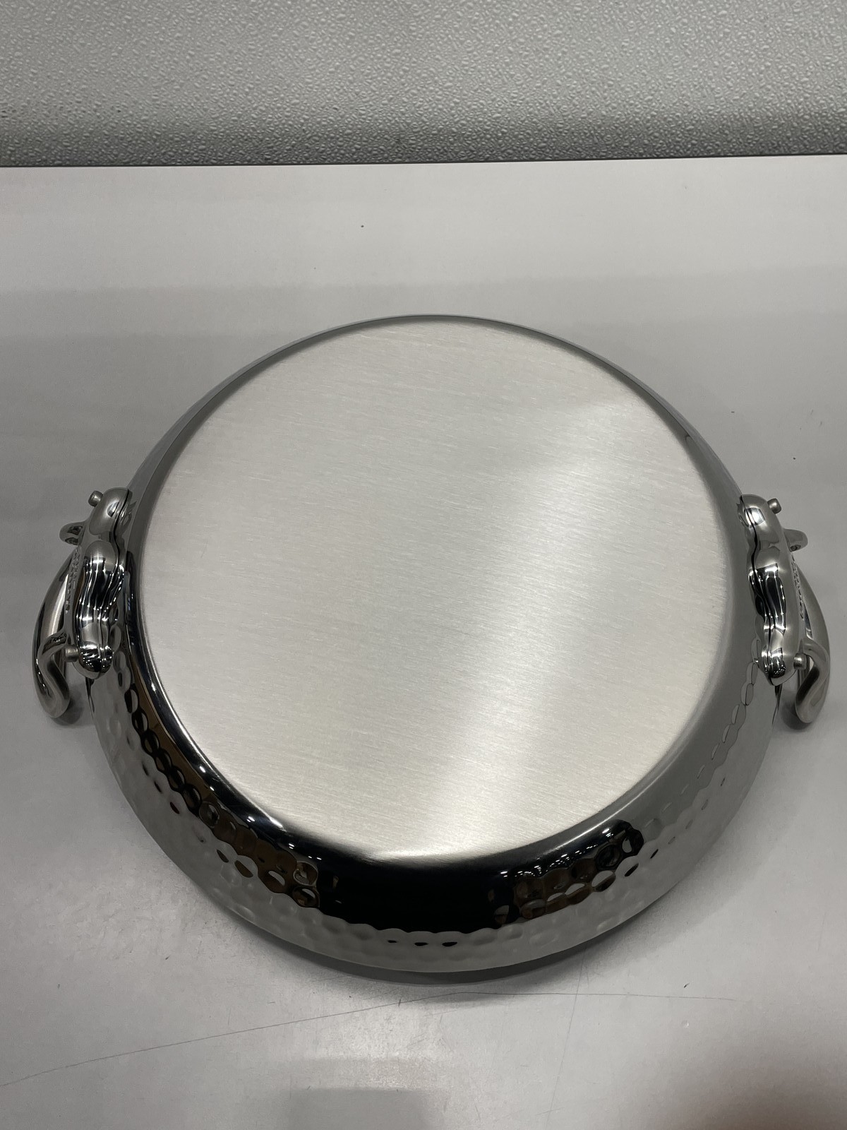 Mauviel M'Elite Hammered 5-Ply Paella Pan Stainless Steel Silver 13.8"