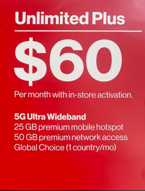Verizon Prepaid ESIM Only $35,$50,$60 Unlimited Talk,Text,Da