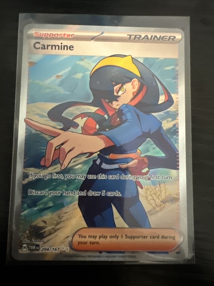 carmine pokemon card full art x2 217 & 204 SIR Twilight Masquerade Extended Artwork Cases Discard your hand and draw 5 cards. Got these today. This Carmine