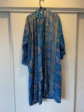 Vintage Bath Robe Blue Bohemian Gypsy Hippie Inner Most One Size Paisley Pattern