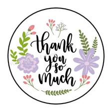 30 THANK YOU SO MUCH ENVELOPE SEALS LABELS PARTY FAVORS STICKERS 1.5"