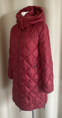 Zero trendiger Winter Mantel Steppmantel rot mit Kapuze Größe 36