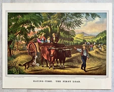Vintage 1952 Currier & Ives "Haying-Time. The First Load" Art Print