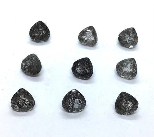 Natural Black Rutile Quartz Heart Cut Faceted AAA Loose Gemstone Making Jewelry - Picture 16 of 24