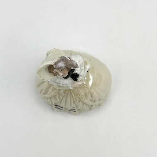 Vintage Colonial Woman Figural Perfume Bottle Porcelain Cork Plug Glass Stem - Picture 8 of 12