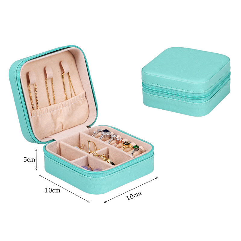 Portable Jewelry Box Organizer Leather Jewelry Ornaments Case Travel