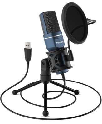 TONOR Computer USB Microphone, PC Gaming Mic with Pop Filter Tripod Stand TC-777