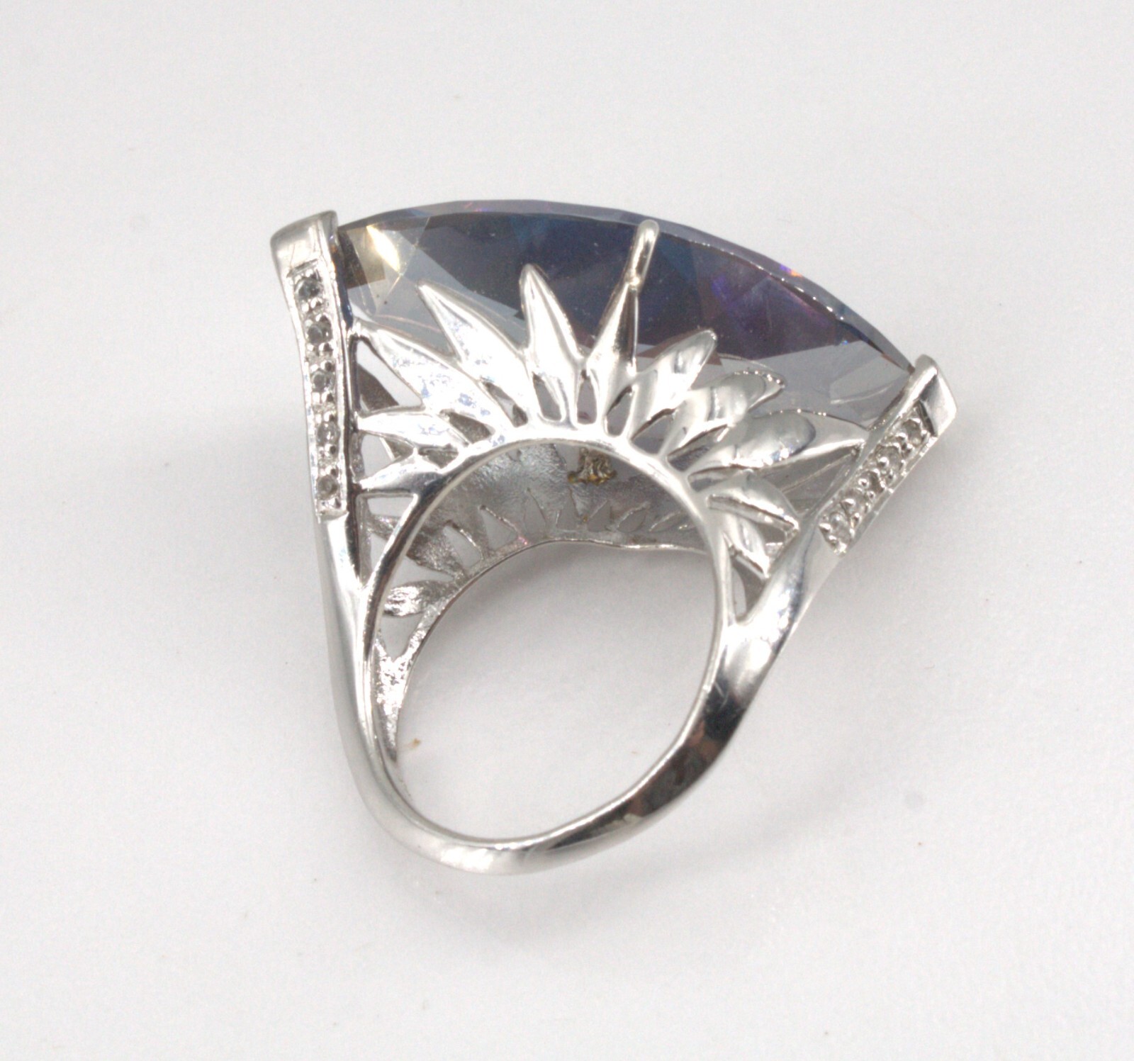 Sterling Silver Ring Marquise Simulated Mystic To… - image 3