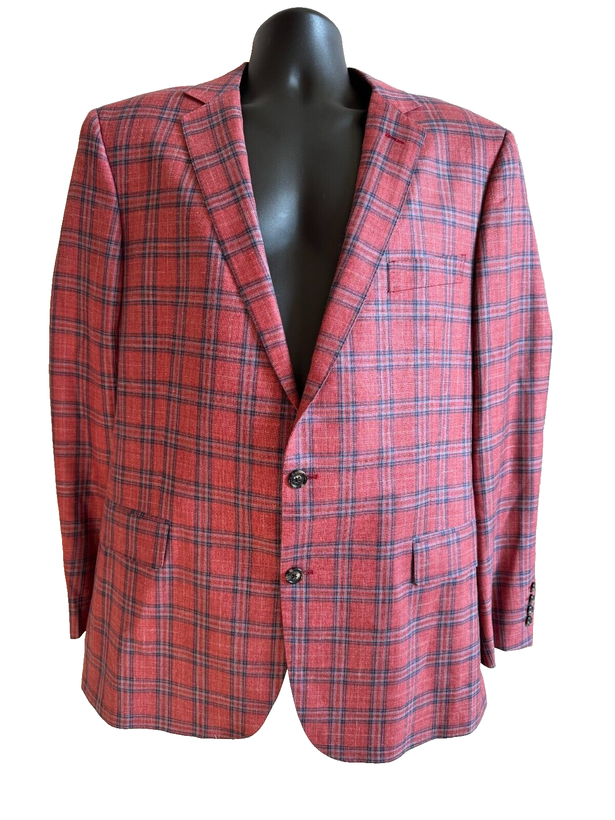 NWT Commonwealth Proper Blazer 48 Long CMMP Red Blue Plaid Sport Coat Jacket USA