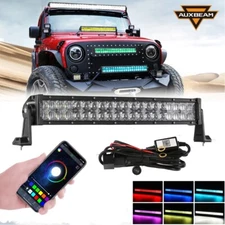 For Jeep Wrangler TJ 97-06 22" 5D RGBW LED Light Bar Offroad Driving bluetooth