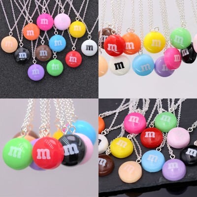 M&M Halskette mit Anhänger Karneval Fasching Schmuck MundM M+M MM Schokolinsen