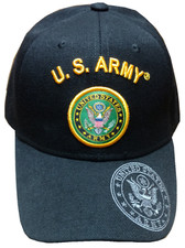 U.S. Army, Army Emblem, Emblem shadow on bill, Black hat