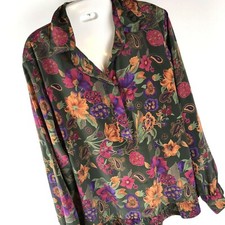 VintageTop Alfred Dunner Floral Popover Blouse 14 Boho Polyester retro boho