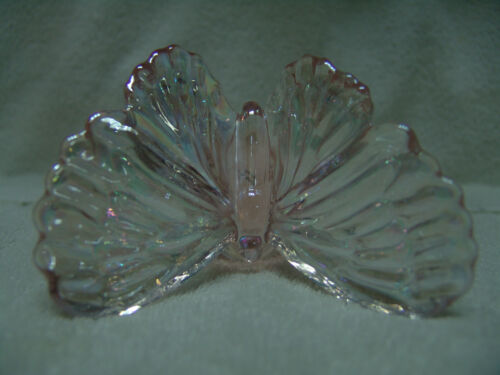 VINTAGE BEAUTIFUL PINK GLASS LARGE BUTTERFLY PAPERWEIGHT TAIWAN - Picture 3 of 7