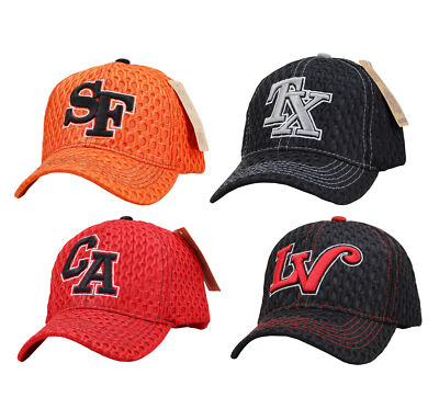 USA State City Strap Back Hat Embroidered Casual Textured Baseball