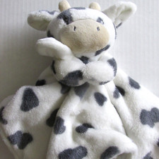 Carters Cow Lovey Baby Cuddle Plush Security Blanket Spotted Gray Farm Calf
