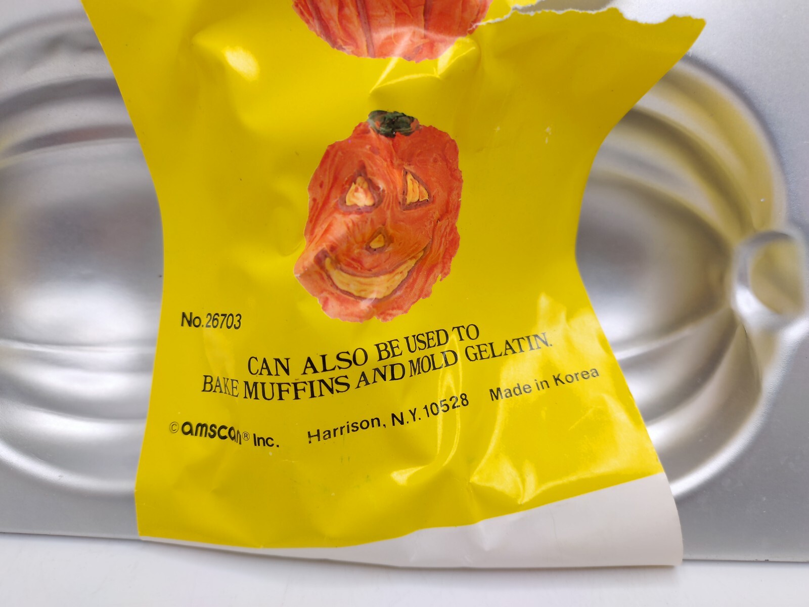 Vtg Amscan Aluminum Pumpkin Halloween Mini Cake Cupcake Pan 1980s Made In Korea