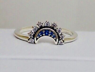 Celestial Blue Sparkling Moon Ring