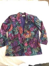 ALFRED DUNNER ladies Vintage floral LINED blazer jacket Petite size 10. puffs
