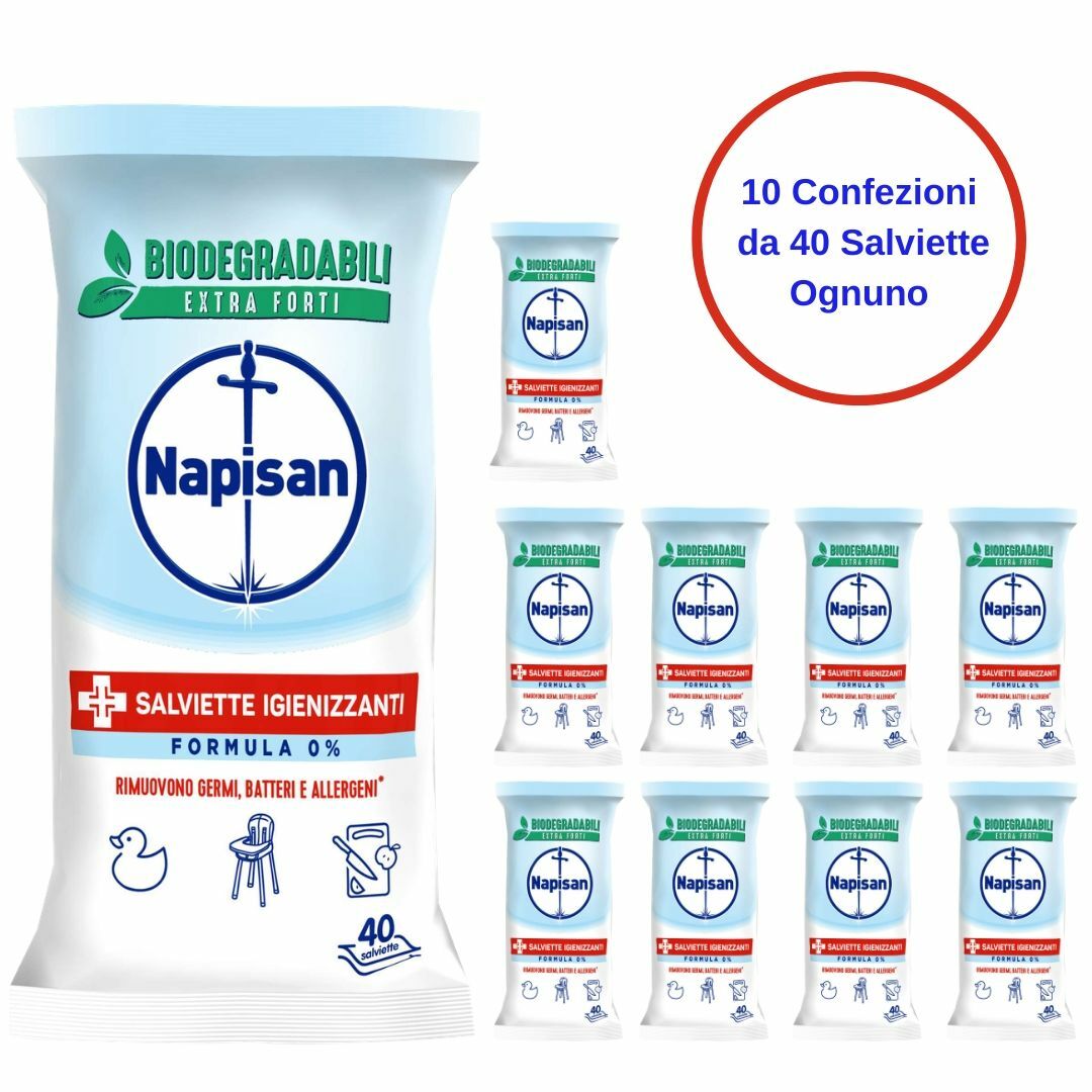 400 Salviette Napisan Formula 0% Biodegradabili - Prezzo Stock Online
