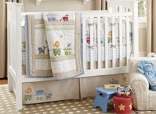 NWT POTTERY BARN BABY- Circus Friends Bed Skirt Crib Skirt 16  Drop Cotton