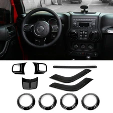 Interior Accessories Decor Cover Trim Kit For Jeep Wrangler JK 2011+ 2Door Black