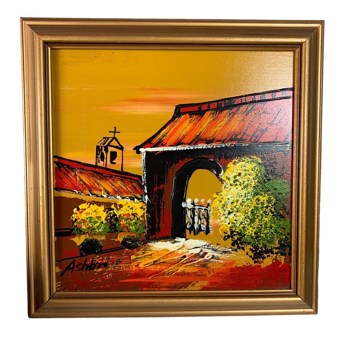 Vintage Ashbrook Oil Painting Gold Painted Wood Frame 15x15 | eBay